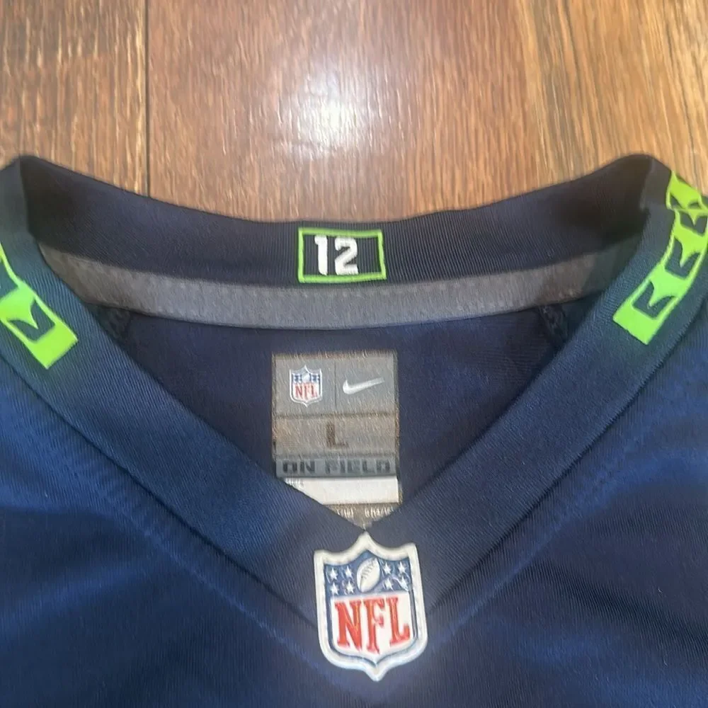 Nike NFL Navy and Lime Jersey 12 (BK4)